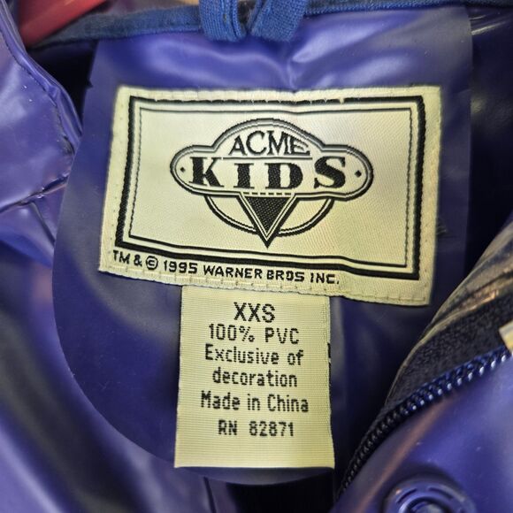 ACME KIDS 1995 Warner Bros. Looney Tunes PVC Reflective Raincoat Youth XXS NEW - Picture 3 of 11